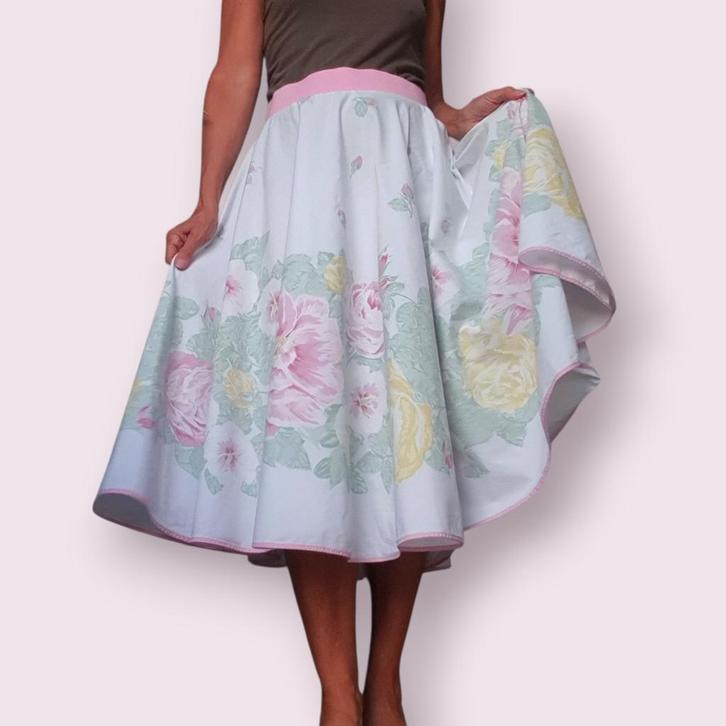 Feestrok themafeest vintage rock n roll roze bloemen recycle, Kleding | Dames, Carnavalskleding en Feestkleding, Nieuw, Kleding