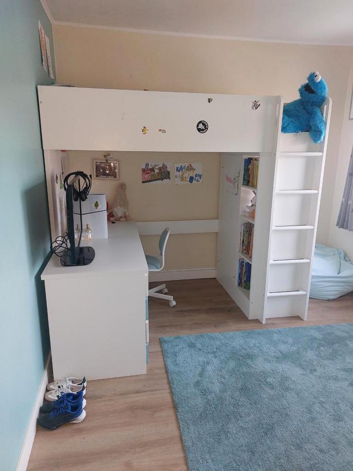 Ikea kinderkamer met hoogslaper, Kinderen en Baby's, Kinderkamer | Stapelbedden en Hoogslapers, Hoogslaper, Ophalen