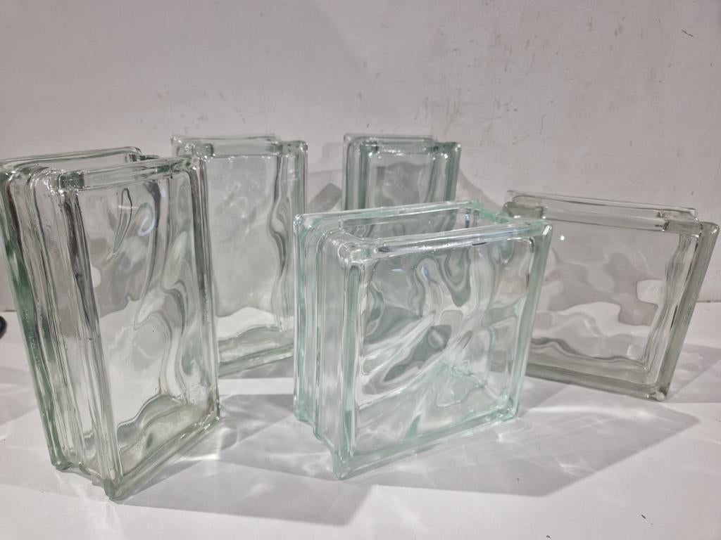 Blokvaas , glazen zware glas  vaas , 5 beschikbaar, Ophalen of Verzenden