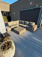 Lounge set in L-vorm met bijzettafel in teak, Jardin & Terrasse, Enlèvement, Comme neuf, Table d'appoint