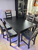 Ikea Bjursta uitschuifbare eettafel met 6 stoelen en kussens, Maison & Meubles, Enlèvement, Utilisé