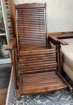 houten tuinstoel, Tuin en Terras, Ligbedden, Ophalen, Zo goed als nieuw, Hout, Verstelbaar