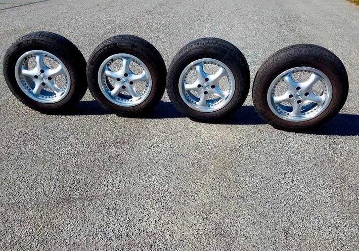 Jantes alu avec pneus hiver pour Opel et Fiat, Auto-onderdelen, Banden en Velgen, Banden en Velgen, Winterbanden, 15 inch, 195 mm