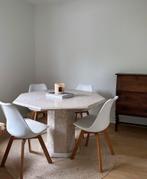 Octagonal travertine Dining Table, Huis en Inrichting, Ophalen of Verzenden, Zo goed als nieuw, Overige vormen, Overige materialen