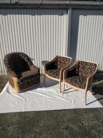 Set fauteuils cerusé stoelen met kussens, Comme neuf, Tissus, Vintage, Enlèvement