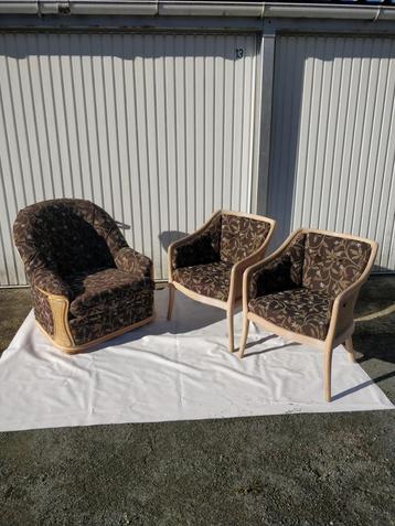 Set fauteuils cerusé stoelen met kussens