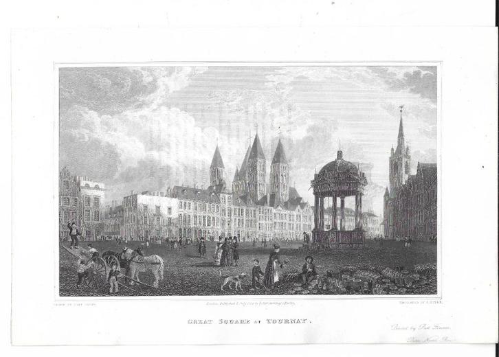 1824 - Tournai - grand format et avec date 1 juillet 1824, Antiek en Kunst, Kunst | Etsen en Gravures, Verzenden