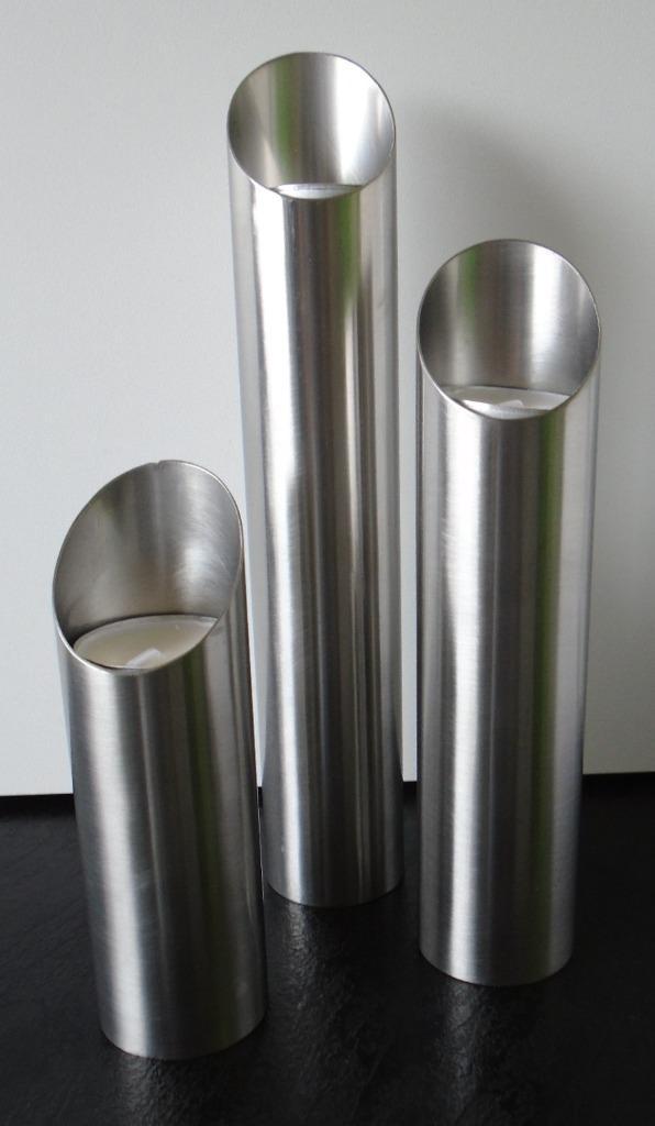 WAXINELICHTEN 3 DLG SET RVS div maten Nieuw, Diversen, Kerst, Nieuw, Ophalen of Verzenden