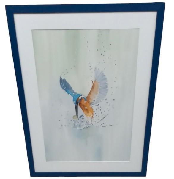 aquarel "ijsvogel" Christine Desender, Antiquités & Art, Art | Peinture | Classique, Enlèvement