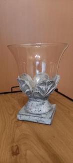 Betonachtige rustieke betonnen zuil met glazen vaas, Maison & Meubles, Accessoires pour la Maison | Vases, Enlèvement ou Envoi