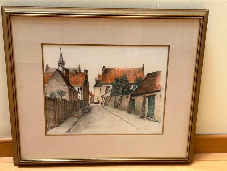 Originele tekening door Georges Frédéric (Damme), Antiek en Kunst, Kunst | Schilderijen | Klassiek, Ophalen