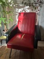Fauteuil vintage style 50s, 60s, 70s vinyle rouge et noir, Enlèvement