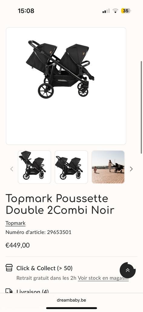 Poussette double Topmark, Enfants & Bébés, Poussettes & Combinaisons, Comme neuf, Poussette, Enlèvement