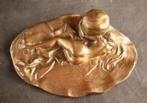 Antieke bronzen inktpot met liggend naakt, Antiek en Kunst, Antiek | Woonaccessoires, Ophalen of Verzenden