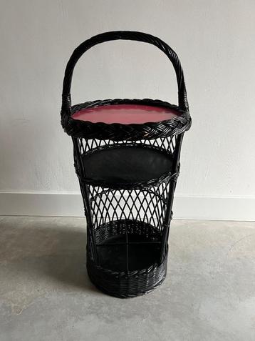 Vintage rotan wicker rieten bijzettafeltje - dranktafel beschikbaar voor biedingen