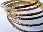 Set van 6 goudkleurige armbanden - diameter 6.5cm, Goud, Overige materialen, Gebruikt, Verzenden