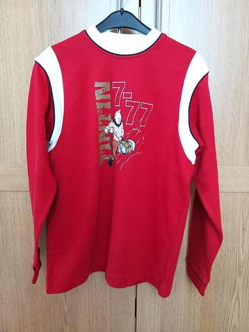 Tintin Bande dessinée belge Pull 7-77 Coton Rouge blanc 12, Garçon ou Fille, Enlèvement ou Envoi, Pull ou Veste, Comme neuf