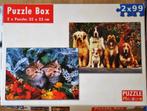puzzel kat en hond - 2x 99 st past in doos - Puzzle Pleasure, Ophalen of Verzenden, Meer dan 50 stukjes