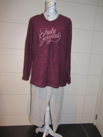 Warme pyjama dames - XXL - Paars / grijs - gedragen  beschikbaar voor biedingen