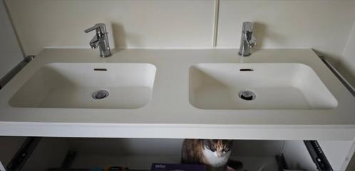 120x50 dubbele badkamermeubel + 2 kranen, Huis en Inrichting, Badkamer | Badkamermeubels, Gebruikt, Wasbak of Wastafel, 100 tot 150 cm