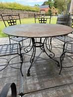 Tuinset: 6 smeedijzeren stoel + tafel, Tuin en Terras, Tuinsets en Loungesets, Ophalen, Zo goed als nieuw, Eettafel, Tuinset
