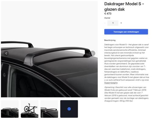 Dakdrager Tesla Model S - glazen dak, Auto diversen, Dakdragers, Zo goed als nieuw, Ophalen