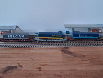Chariot à sacs Roco N scale 3 x FS Db et Sbb cff Hupac, Enlèvement ou Envoi, Comme neuf, Roco