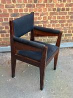 Fauteuil Vintage Années 70/80 en wenge Tissu noir Fait main, Maison & Meubles, Chaises, Comme neuf, Enlèvement, Bois, Une