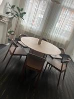 Mooie walnoten japandi eetkamerstoelen, Ophalen, Bruin, Zo goed als nieuw, Vijf, Zes of meer stoelen