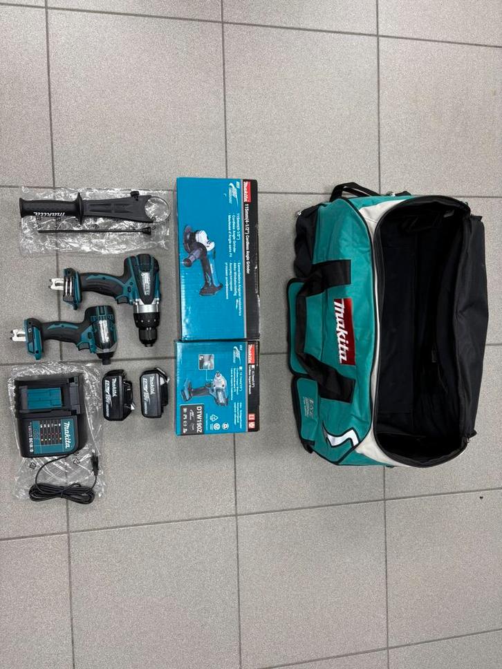 Gereedschapsset 4 Machines,2x 5.0Ah Accu’s,Lader,Draagtas, Doe-het-zelf en Bouw, Gereedschap | Boormachines, Nieuw, Ophalen