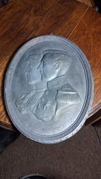 Grote tinnen medaille Albert I en Elisabeth, Verzamelen, Ophalen of Verzenden, Gebruikt, Kaart, Foto of Prent