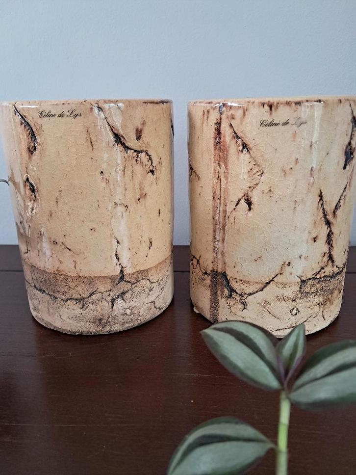 Merk Celine de Lys: bloempotten (zie foto's), Tuin en Terras, Bloempotten, Zo goed als nieuw, Aardewerk, Binnen, Balkon, Tuin