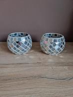 Bougeoirs en verre, effet céramique, couleur argent, Overige materialen, Overige kleuren, Ophalen of Verzenden, Zo goed als nieuw