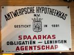 Ancienne plaque émaillée Antwerpsche Hypotheekkas-45 x 30 cm, Collections, Enlèvement ou Envoi, Utilisé, Panneau publicitaire