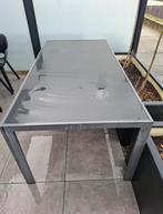 Aluminium tafel met matglazen blad, Ophalen, Zo goed als nieuw