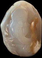 Agaat Beeld Houten Voetstuk Figuur Oude Man, Envoi