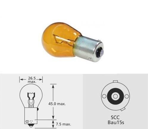 Lamp 12V 21watt BAU15S oranje Classic Mini Mpi., Auto-onderdelen, Verlichting, Mini, Oldtimer onderdelen, Rover, Universele onderdelen