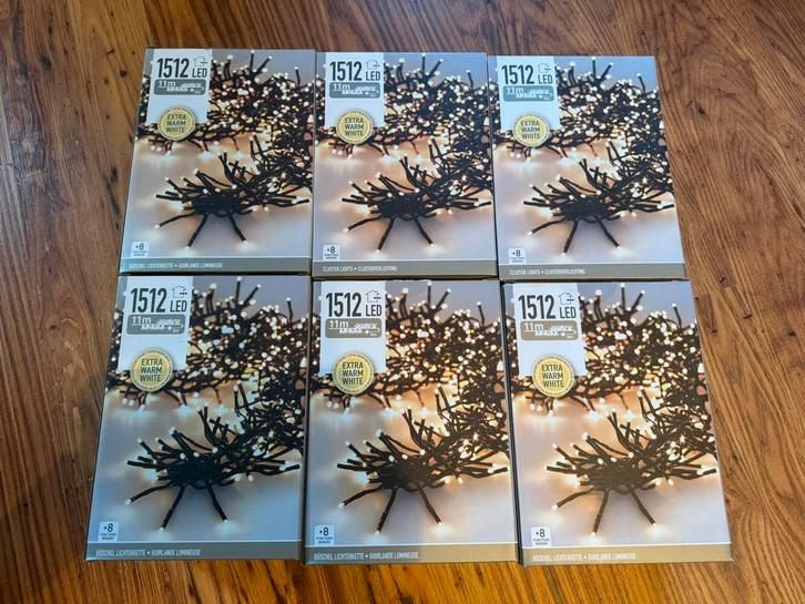 6 dozen van 1512 LED Clusterverlichting twinkle, Diversen, Kerst, Zo goed als nieuw, Ophalen of Verzenden