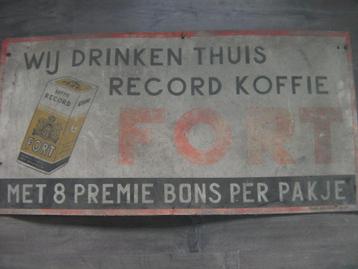  origineel op houten plaat reclamebord record koffie Fort beschikbaar voor biedingen