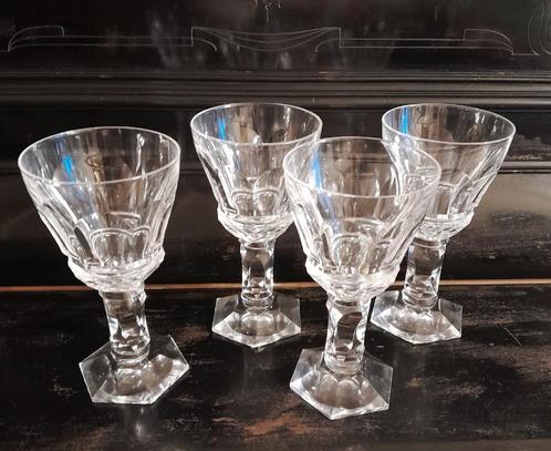 4 Val Saint Lambert model Royal witte wijn kristal glazen, Antiek en Kunst, Antiek | Glaswerk en Kristal, Ophalen of Verzenden