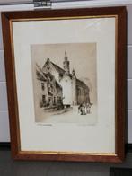 G Langie; ets;' St Elizabethkerk', Gentse kunstenaar, Antiek en Kunst, Kunst | Etsen en Gravures, Ophalen of Verzenden