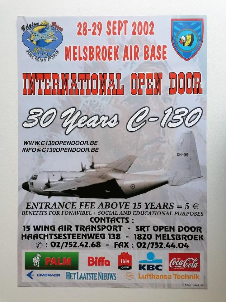 Belgian Air Force BAF Poster + Flyer Lockheed C-130 Hercules, Verzamelen, Militaria | Algemeen, Luchtmacht, Foto of Poster, Ophalen of Verzenden