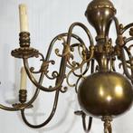 lustre ancien en bronze 6 branches trés bon état, Maison & Meubles, Comme neuf, Enlèvement ou Envoi, Métal, Ancien