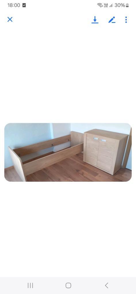 €90 Slaapkamer: bed, 3delige kast en commode, Huis en Inrichting, Slaapkamer | Complete slaapkamers, Gebruikt, Eenpersoons, Ophalen