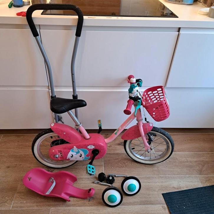 VELO 14 POUCES 3-5 ANS 500 UNICORN B'TWIN + accessoires, Fietsen en Brommers, Fietsen | Meisjes, Gebruikt, 14 inch of minder, Ophalen