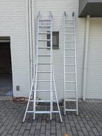 Professionele ladder driedelig 6,45m, 12 sporten per deel, Ophalen, Zo goed als nieuw, Ladder