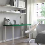 Bureau blad groen IKEA Linnmon tafelblad met 2 poten, Ophalen, In hoogte verstelbaar, Zo goed als nieuw, Bureau