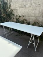 2 lange witte eettafels, Ophalen, Zo goed als nieuw