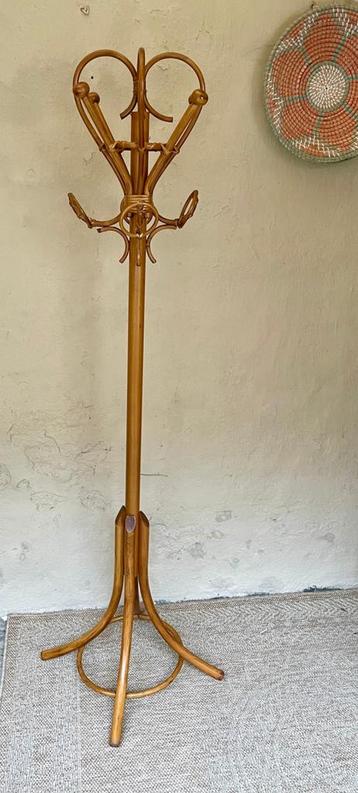 Boho Staande Kapstok Jaren 70 Hout en Gevlochten Rotan beschikbaar voor biedingen