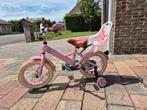 Leuke 14 inch meisjesfiets met zijwieltjes & poppenstoeltje, Ophalen, Gebruikt, Minder dan 16 inch, Zijwieltjes